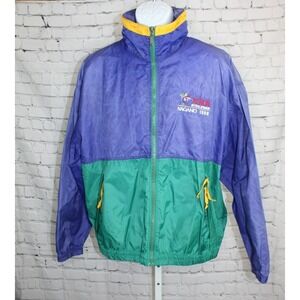 1998 Vintage Swingster Jacket Men's M Green/Purple Zip Up‎ Nylon Olympics Nagano